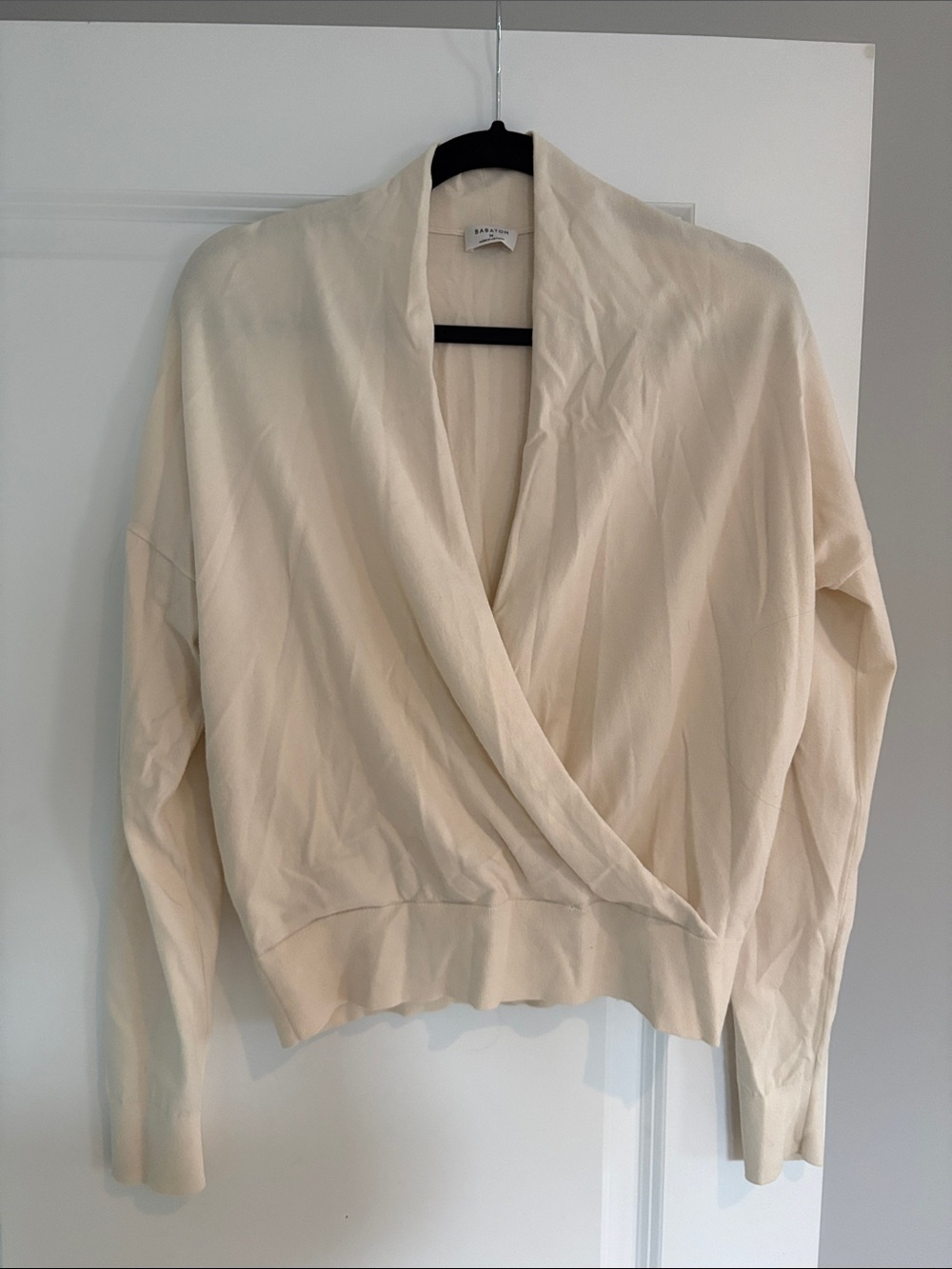 Babaton Cream Wrap-Front Sweatshirt